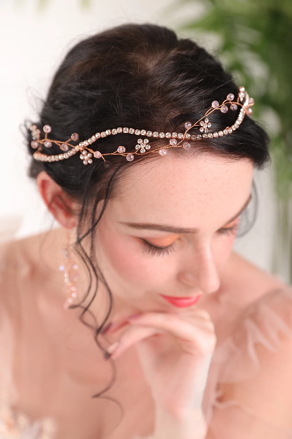 Элегантные розовые золотые Кристаллы Стразы Свадебная вечеринка банкет