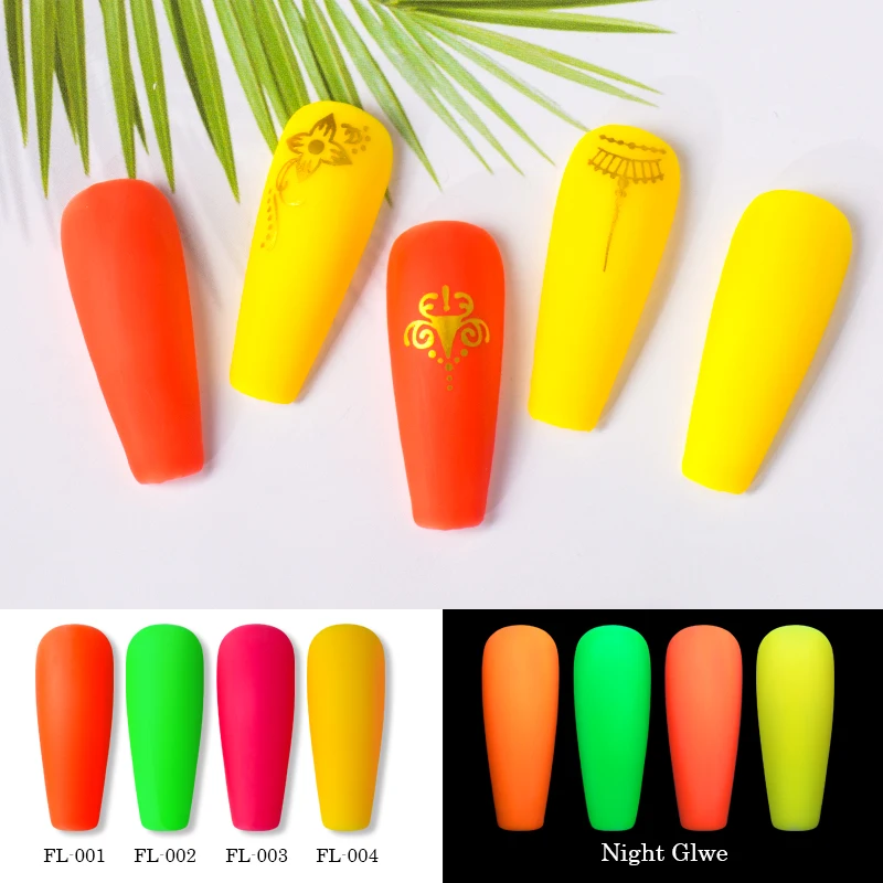 Four Lily 5ml Glow In The Dark Gel Nail Polish Fluorescent Luminous Gel Varnish Long Lasting Colorful Neon Nail Art Gel Lacquer