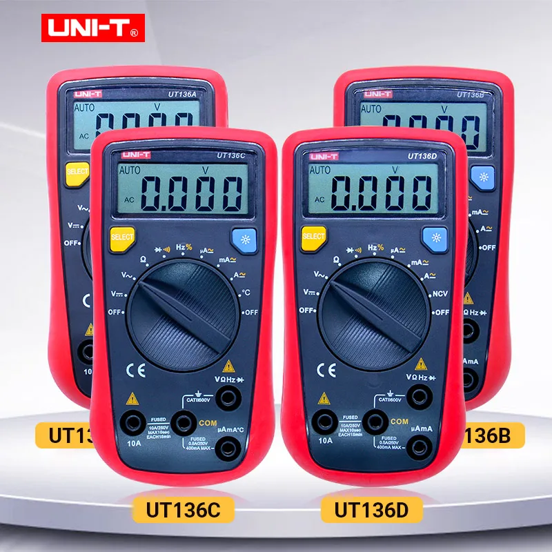 

Digital Multimeter UNI-T UT136A UT136C UT136D AC/DC Current Voltage Resistance Frequency Tester Diode Continuity Buzzer Test