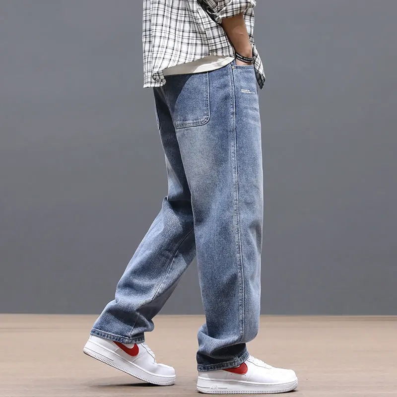 Fashion Streetwear Men Jeans Loose Fit 