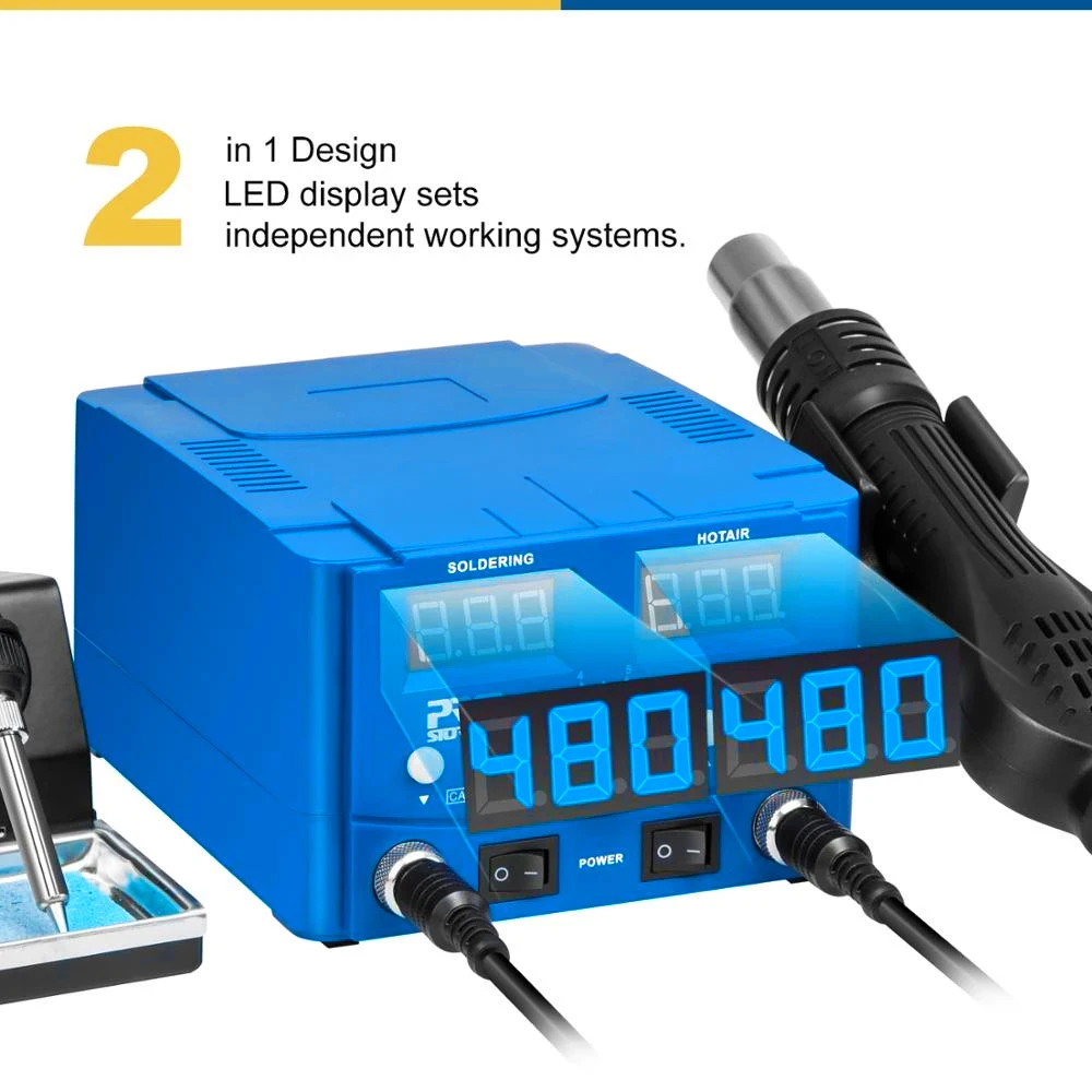 800W 2 IN 1 SMD Soldering Station Hot Air Gun Quick Heat LED Digital Electric Soldering Iron BGA Welding Station By PROSTORMER 4