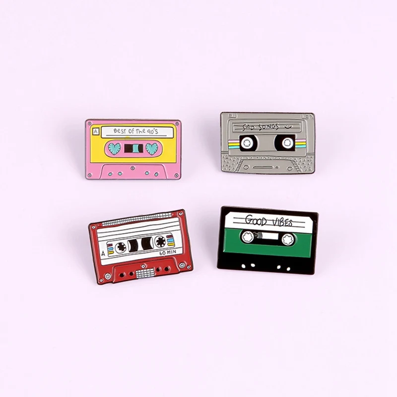 Классическая брошь в форме Audiotape цветная кассета металлическая эмалированная