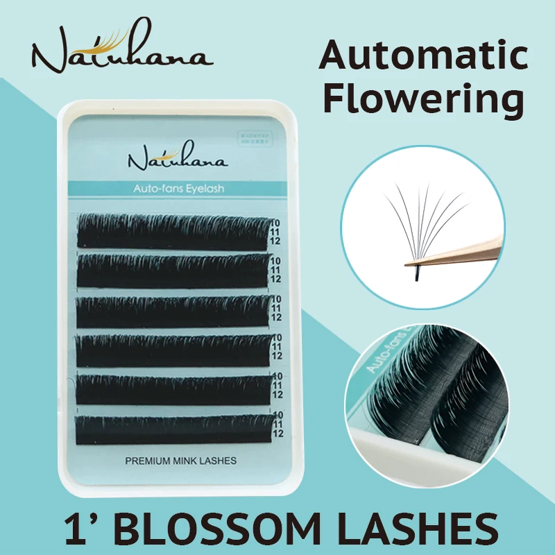 

NATUHANA 1's Blossom Easy Fan Eyelash Extension Individual Mink Automatic Flowering False Eyelashes Camellia Volume Fan Lashes