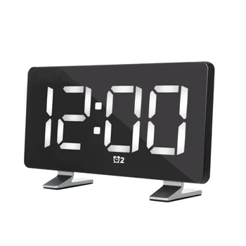 

LED Music Alarm Mirror Clock With USB Charging Port Bedroom Study Room Multifunction LCD Light Display Home Decoration Desktop