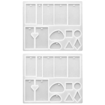 

2 Packs Jewelry Casting Molds Silicone Pendant Mould Molds with Hanging Hole Jewelry Making Diy Craft Tools - 13 Shapes