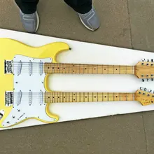 Высокое качество FPDN-0010 желтый цвет сплошной корпус клен гриф 6/12 струны двойная электрическая гитара