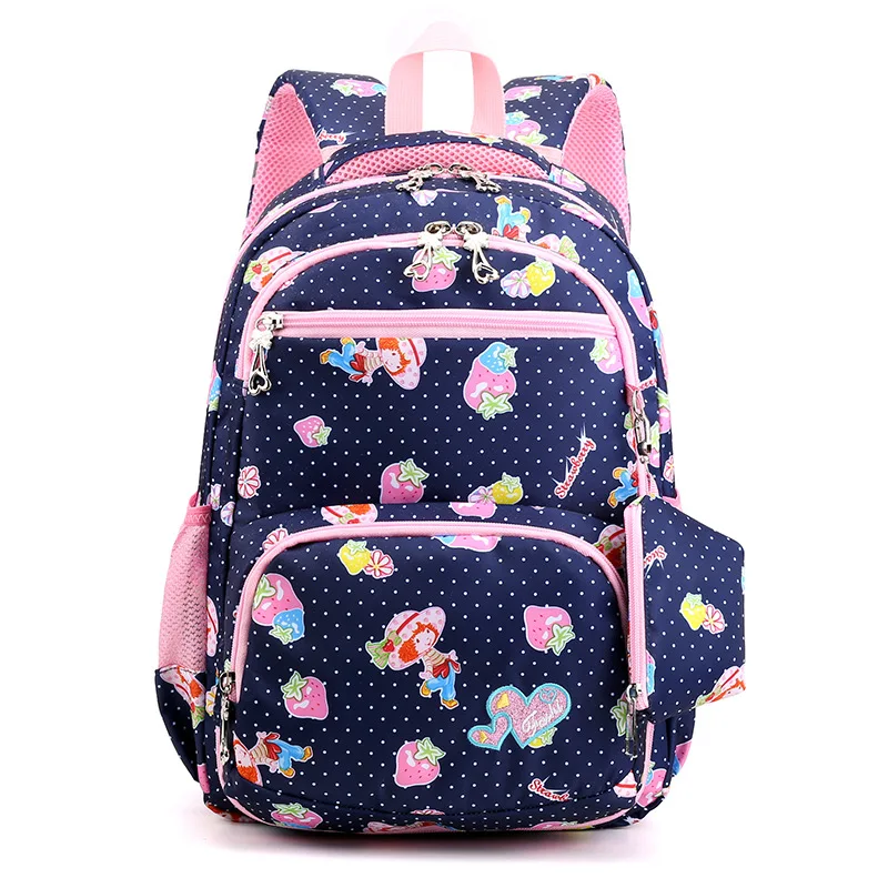 Navy Blue Small Size Милые школьные сумки с цветочным рисунком для девочек, большая вместительность, мультяшная Детская сумка, детский рюкзак, рюкзаки для начальной школы, школьные рюкзаки для девочек - Цвет: Navy Blue Small Size