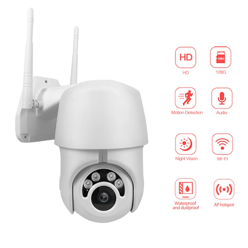 1080P Outdoor IP Camera Wireless WiFi Camera Auto Tracking PTZ Night Vision Waterproof Security Camera Surveillance