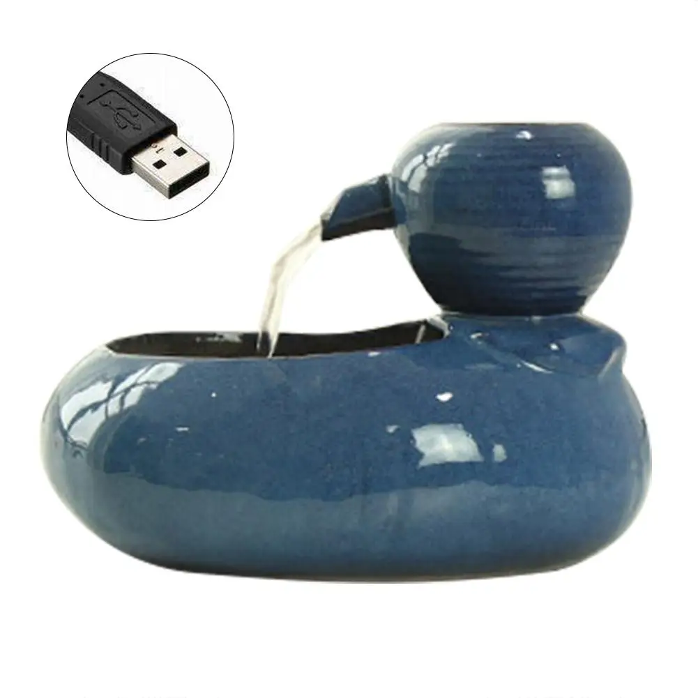Blue USB Керамический автоматический питьевой фонтан для кошек, диспенсер для воды для домашних животных, велосипедный фильтр для фонтана, товары для кошек, фидер, высокое качество, Новинка - Цвет: Blue USB