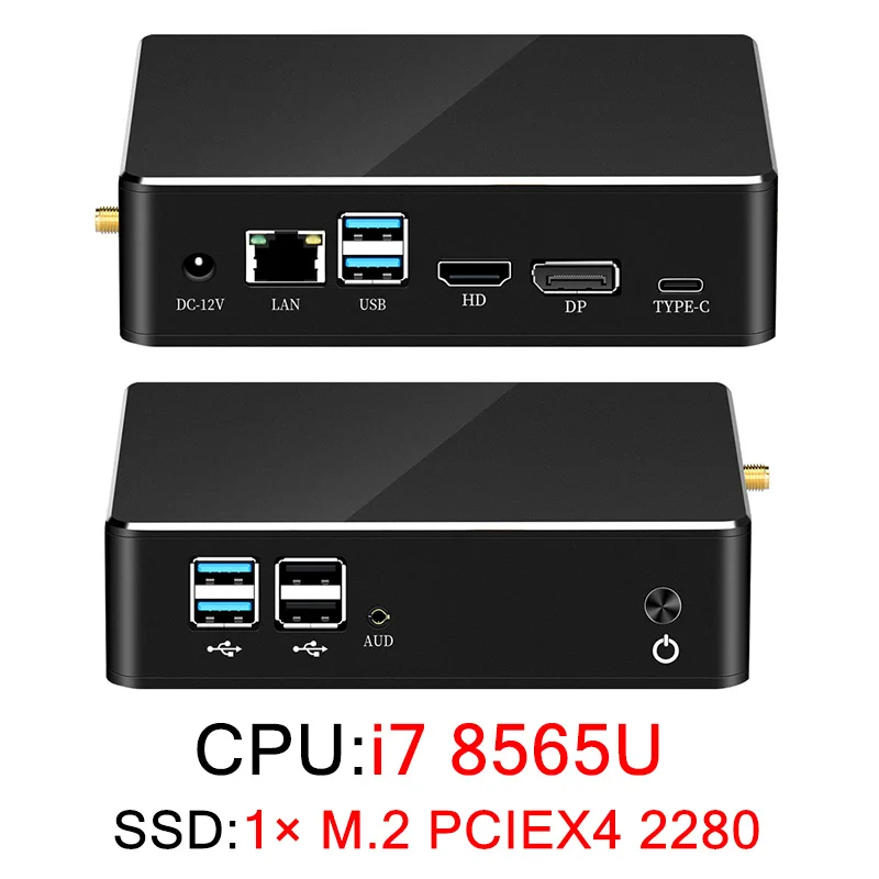 Мини ПК Intel Core i3 8130U i5 8250U i7 8550U DDR4 Windows 10 в формате 4 K UHD HDMI VGA 8xusb Wi-Fi Gigabit Ethernet HTPC офисный компьютер - Цвет: Core i7-8565U