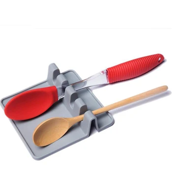 

Silicone Spoon Insulation Mat Spatula Shovel Pad Spoon Rest Lid Holder Tableware Storage Rack Cookware Organizer Placemat