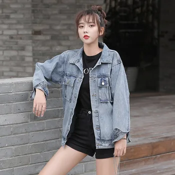 

2020 Spring Autumn New Casual Denim Jacket Women Vintage Loose Single-breasted Jeans jacket Korean outwear Wild tops Tide G091