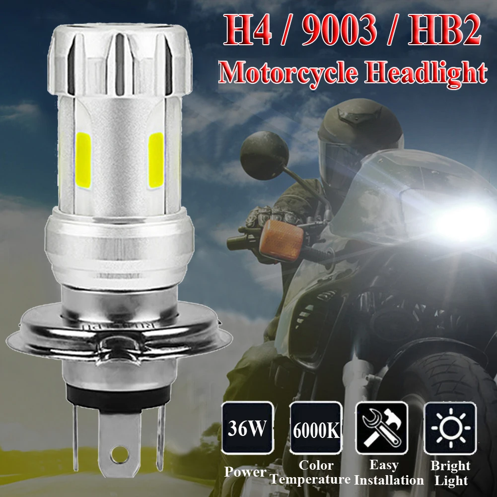 

3 Sides Super Bright H4 led Bulb White 36W LED Motorcycle Headlight COB 6000K Motorbike Head Lamp