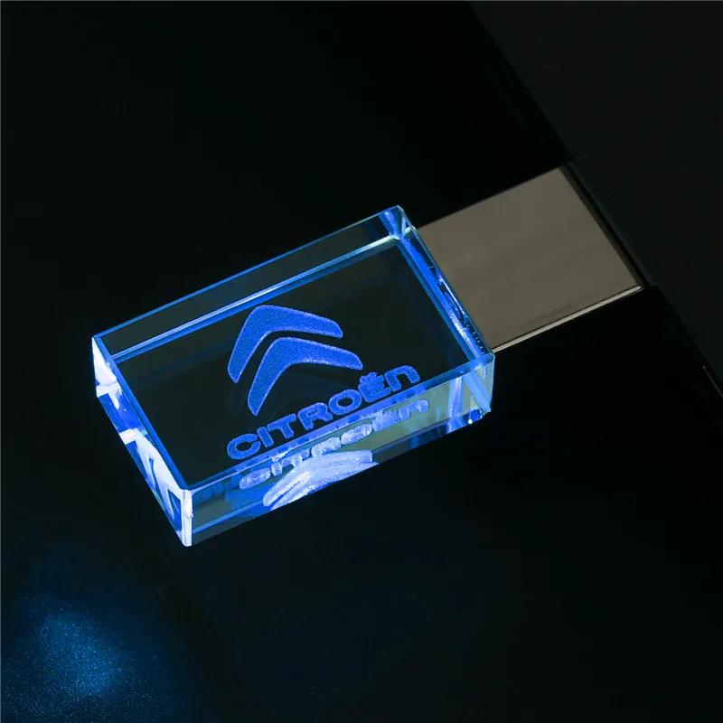 Citroen-memoria externa con forma de cristal y unidad flash USB de metal, dispositivo de almacenamiento de 4GB, 8GB, 16GB, 32GB, 64GB y 128GB