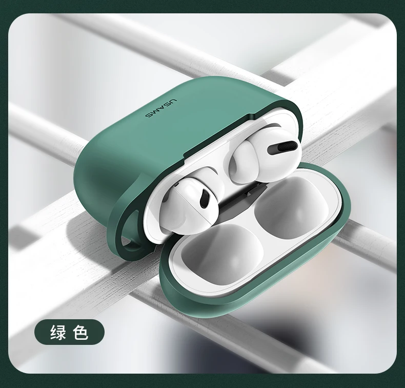 USAMS чехол для наушников для Airpods Pro, чехол для наушников, высокое качество, мягкий силиконовый простой защитный чехол с крючком