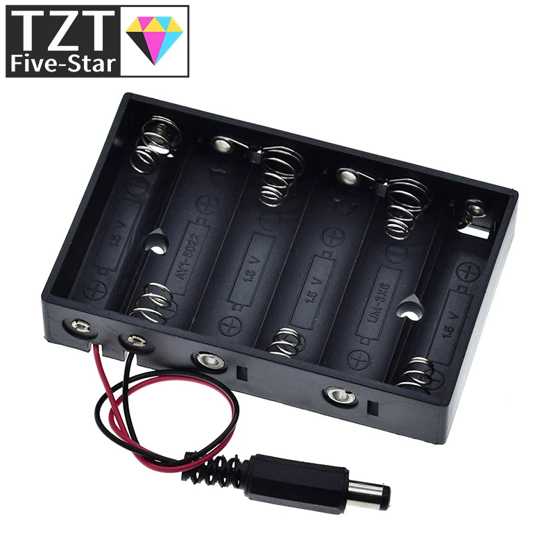 1/3 Stück Batteriehalter für 6 AA-Batterien, Aufbewahrungsbox mit DC2.1-Stromanschluss für Arduino – Detail 2