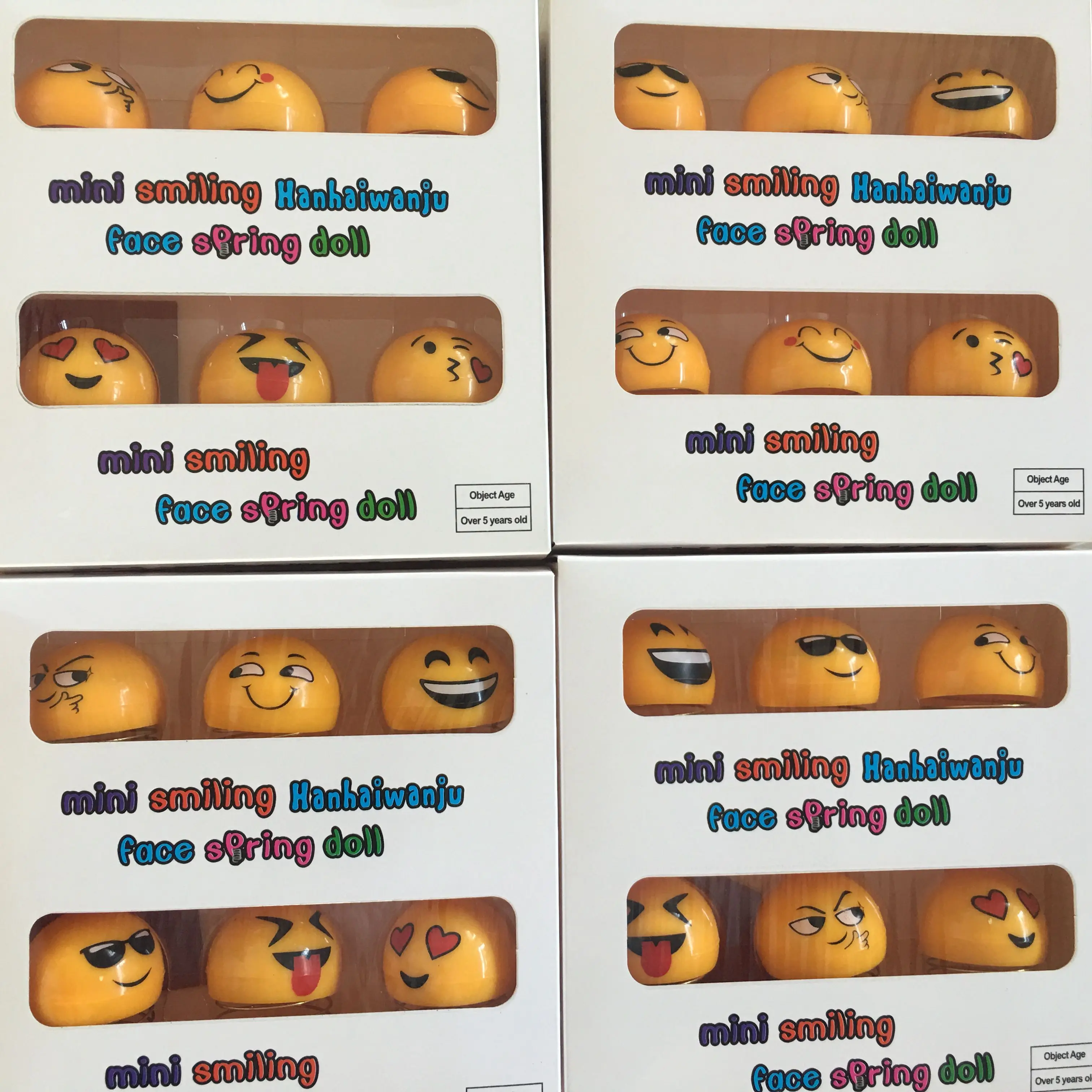 

6pcs/set Mini Emoji Smiling Face Spring Action Figures Doll, Children Gift Toy