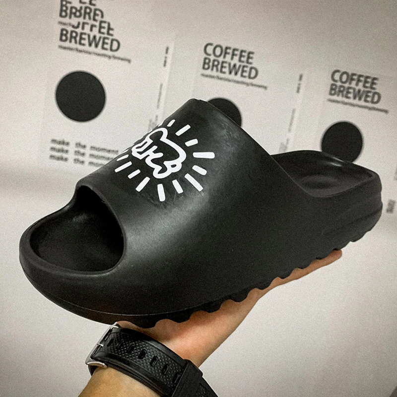 Sandal Clogs Flip-Flop Bottom Home-Slippers Black Kanye Homme Comfortable Indoor Thick