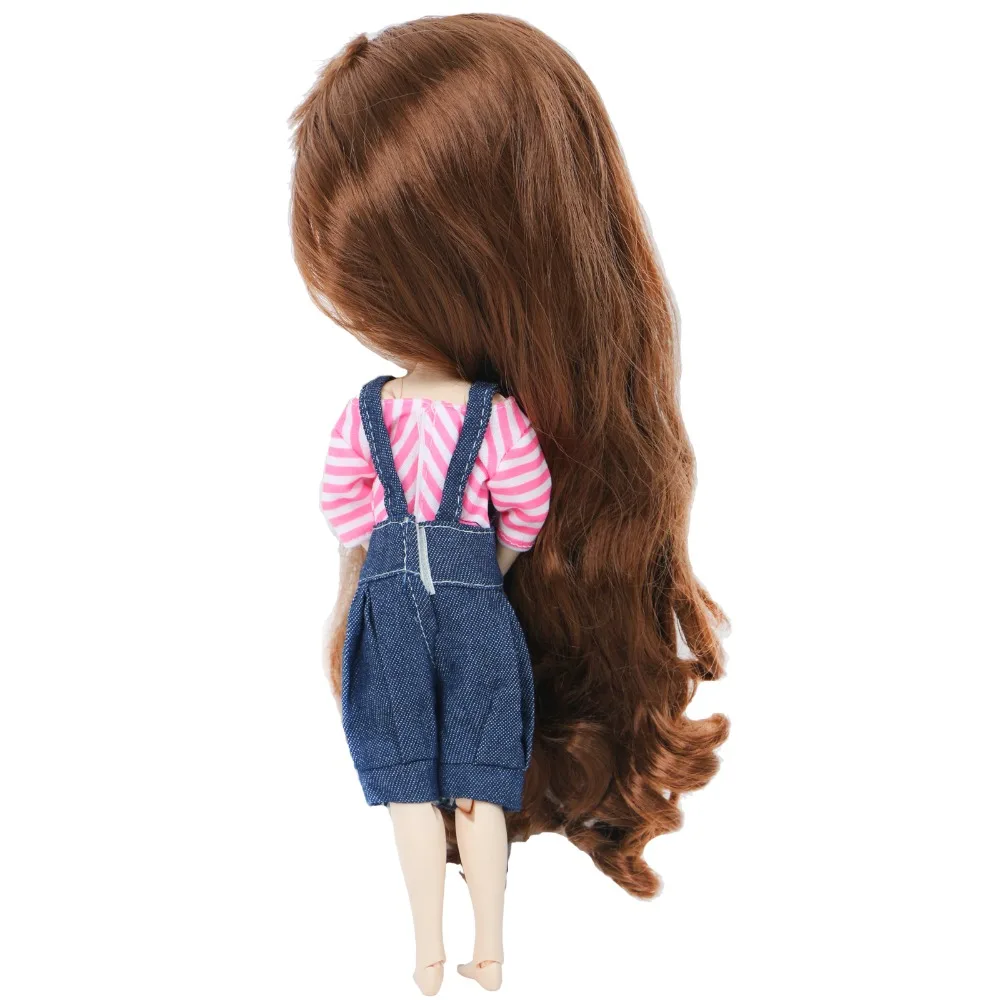 1 комплект, милый розовый топ в полоску, рубашка, брюки с подтяжками, повседневная одежда, аксессуары для кукольного домика, Одежда для куклы Blythe, 11,5 дюймов, игрушка