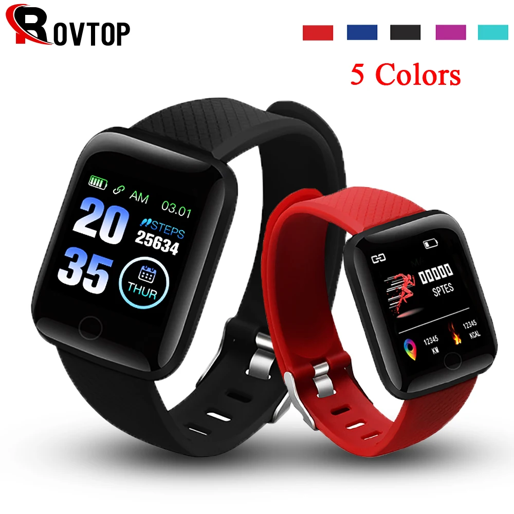 

Rovtop Digital Watch Smart Android Wristband Sports Fitness Blood Pressure Heart Rate Call Message Reminder Pedometer 116 Plus