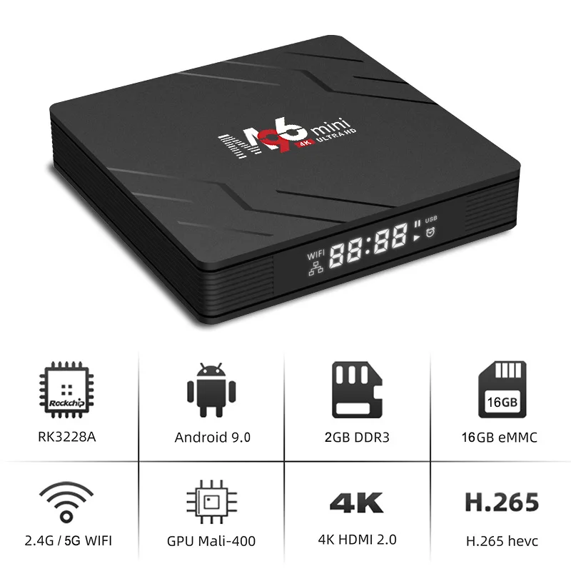 Смарт ТВ коробка Android 9 0 сетевой плеер Ip контейнер под элемент питания 2 ГБ/16GB 4G & 5G