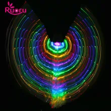 Ruoru блестящие светодиодные крылья, открытые на 360 градусов, Светодиодные Крылья Isis с регулируемыми палочками, аксессуары для танца живота, реквизит для сцены