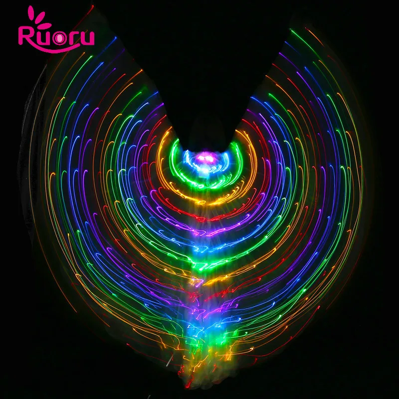 

Ruoru Shining Led Wings Open 360 Degrees Led Isis Wings with Adjustable Sticks Belly Dance Accessories Stage Performance Props