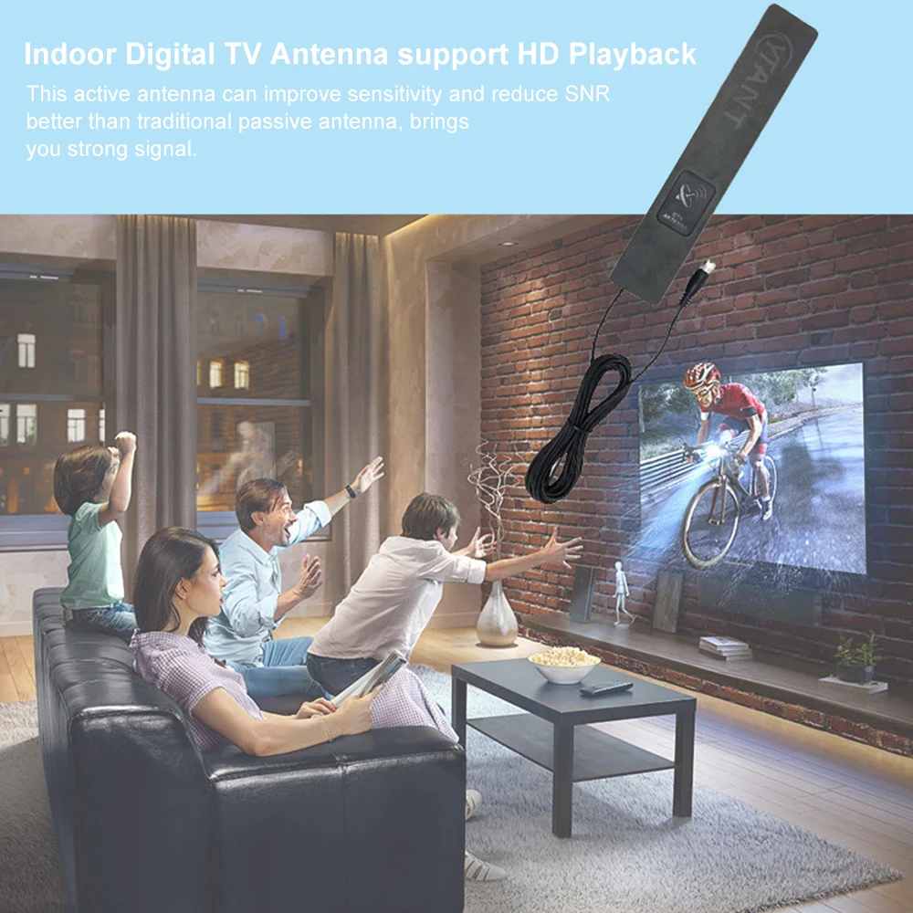 Универсальный крытый HDTV цифровой ТВ антенна 30-50 миль диапазон активная направленная Супер тонкая антенна 30dBi с клейкой наклейкой