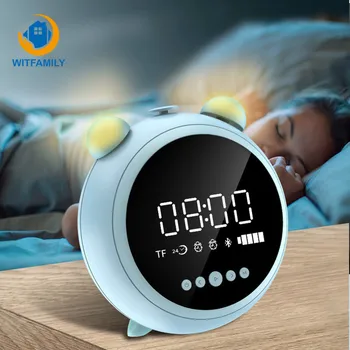 

HD Mirror with Night Light Alarm Clock Fm Radio Wireless Bluetooth Speaker LED Digital Kids Clocks Support AUX Tf Player
