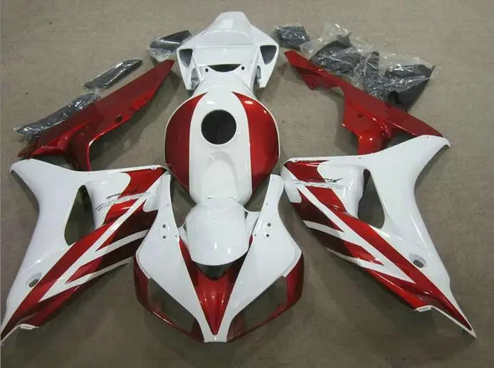 Топ литья под давлением ABS Полный комплект обтекателя Подходит для Honda CBR1000RR 06 07 2006 2007 1000RR Обтекатели набор красный белый цвет