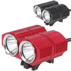 Красный/черный 1200Lm водонепроницаемый 2 x XM-L T6 светодиодный светильник для велосипеда с аккумулятором 8,4 V 6400mAh