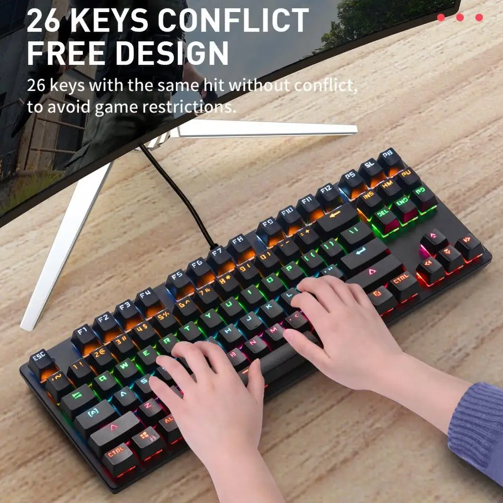 

K70 Wired Colorful LED Light Gaming Mechanical Keyboard for Desktop Computers Made of high-quality materials, the keyboard is du