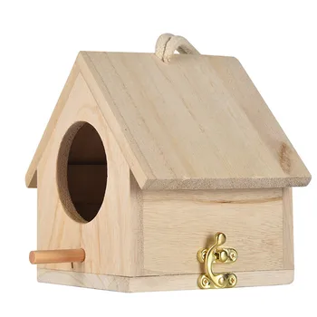 

Wooden Bird House Large Nest Wood Birds House pet Box Wooden hanging Nest Bird supplies #2A23