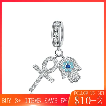 

CodeMonkey Guardian Hamsa Hand Pendant Charm for Bracelet Bangle 925 Sterling Silver Fatima Hand Guardian Jewelry for Women C084