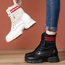 Женская кожаная обувь; модные ботинки; женские кроссовки с высоким берцем; женская зимняя обувь; botas mujer; обувь для танцев из плюша; I2-79