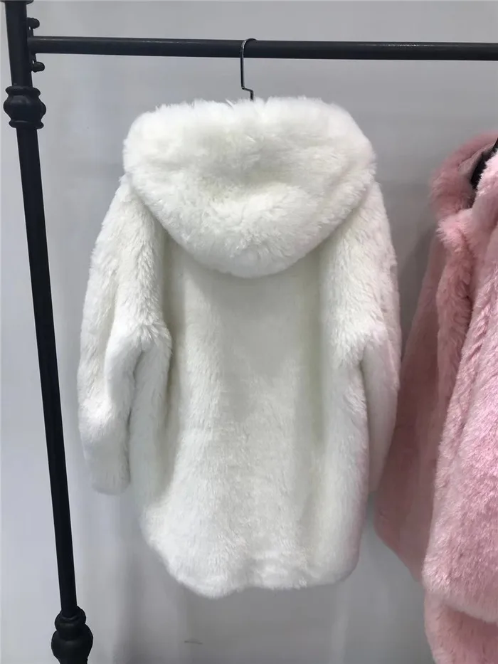 Пальто из натурального меха, Женская куртка на осень и зиму, Женское пальто из шерсти, повседневное меховое пальто с капюшоном, куртки из овечьей шерсти