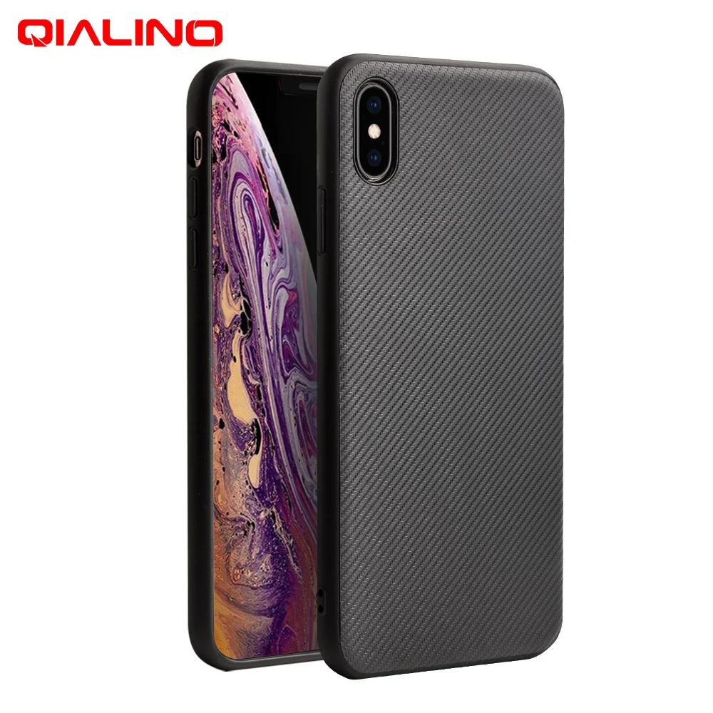 QIALINO Стильный чехол из углеродного волокна для телефона Apple iPhone X/XS Fibre Feeling Ультратонкий чехол для iPhone XR/XS Max