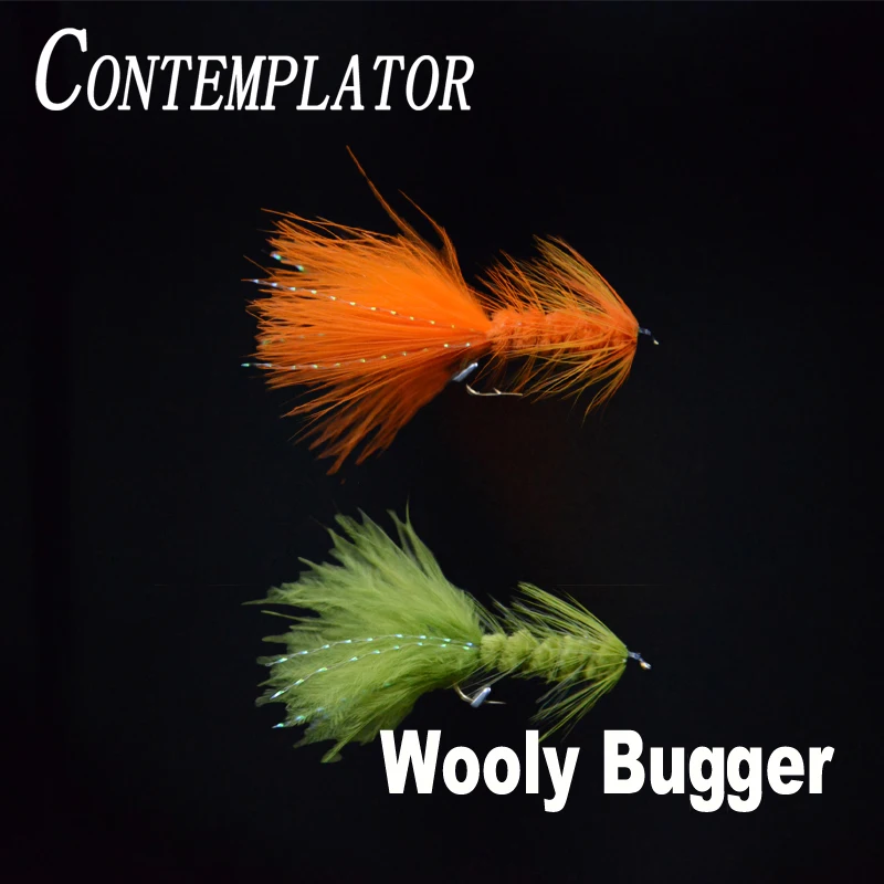 CONTEMPLATOR 10 #4pcs Wooly Bugger streamers приманки для ловли нахлыстом 2 цвета перо марабу