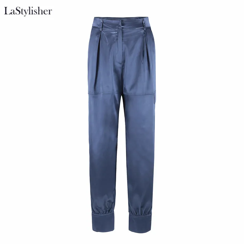 LaStylisher, элегантные прямые офисные брюки для женщин, Брендовые женские брюки, синие летние брюки, женские офисные новые осенние фабричные китайские