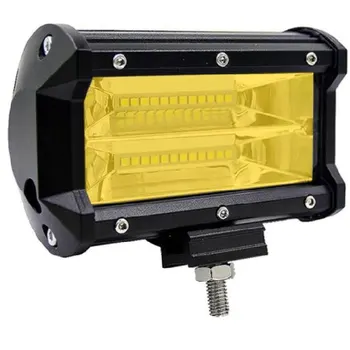 

24LED 72W 6500K Truck Spotlight Lamp Yellow Lens Work Light Bar 5in 6000LM