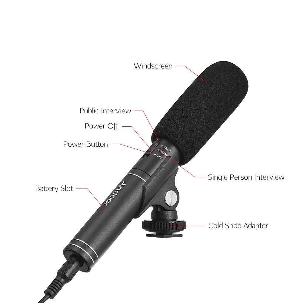 

Andoer Professional Interview Microphone Switchable Omni-directional Cardioid Pick-up Mode Mic for Canon Nikon Sony DSLR