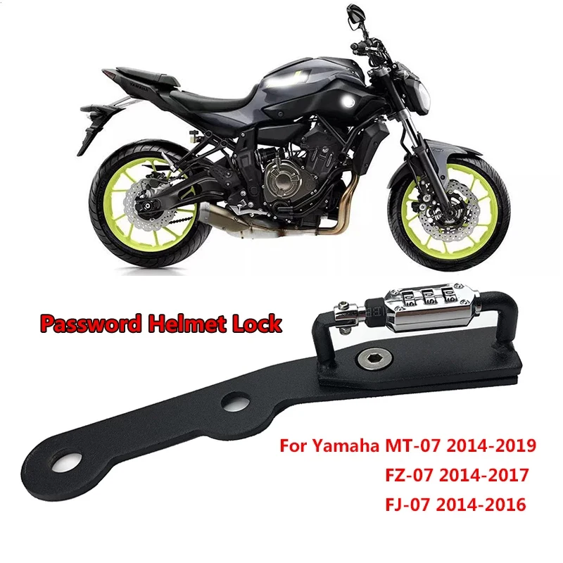 MT07 Helmet Lock Password Mount Hook Black Side Anti-theft Security Fits For Yamaha MT-07 14-19，FZ-07 FZ07 14-17, FJ-07 14-16 motorcycle helmet lock password mount hook black side anti theft security fits for ducati scrambler 400 800 models sixty 2 2015