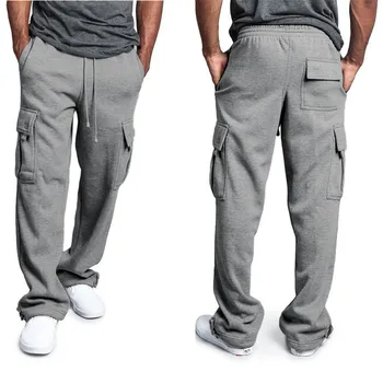 Men's Casual  Sweatpants Soft Sports Pants Jogging Pants Fashion Running Trousers Loose Long Cargo Pants Plus Size 4