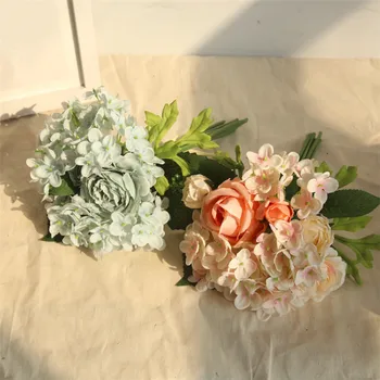 

5 Sets/Lot Lotus Rose Hybrid Artificial Flowers For Home Wedding Party Decoration 2020 Romantic Bridal Bouquets AF025