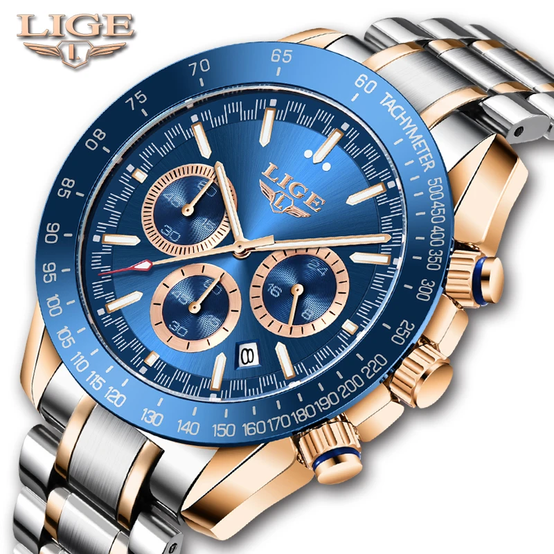

LIGE Top Brand Luxury Fashion Watch Men 30ATM Waterproof Date Clock Sport Watches Mens Quartz Wristwatch Relogio Masculino+Box
