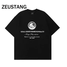 

Zeustang Men Fashion Harajuku T Shirt Streetwear Letter Print Tshirts Spring Summer Hip Hop Short Sleeve Tees Top