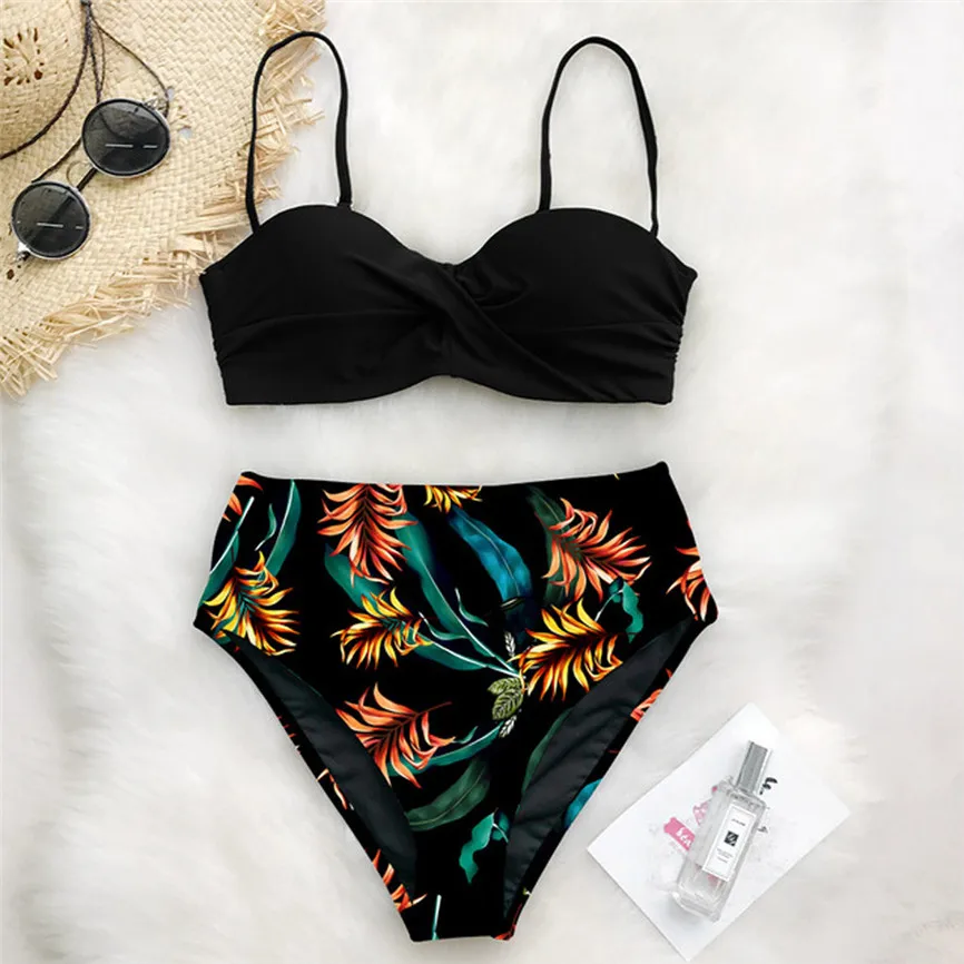 Bikinis 2020 Mujer Cintura Alta Women High Waist Bikinis Swimwear Swimuit Female Retro Beachewear Bikini Set