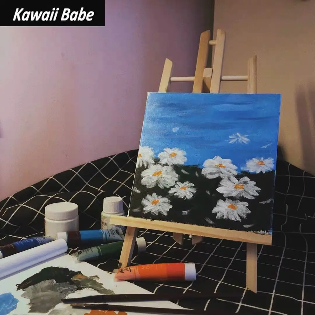 미술 용품 그림 나무 이젤 Ins 미니 스케치 패드, 학생 DIY 캔버스 크리에이티브 데스크탑 장식 그림 이젤