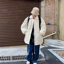 Lingge cotton jacket women's Retro 2021 new Korean loose BF medium and long cotton jacket winter tide