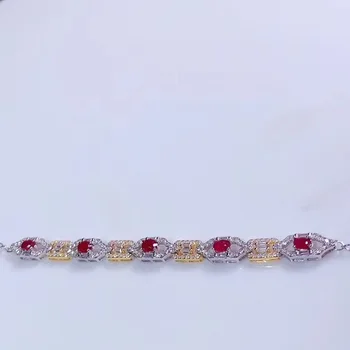 

New natural pigeon blood ruby bracelet 925 silver two-color electroplating process high-end atmosphere luxury style